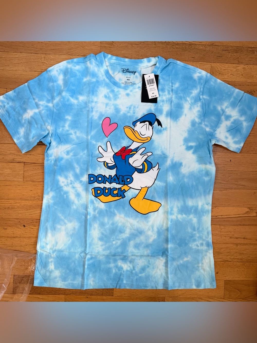 Disney Donald Duck Couples Tee Blue Tie Dye NWT Medium Graphic Shirt